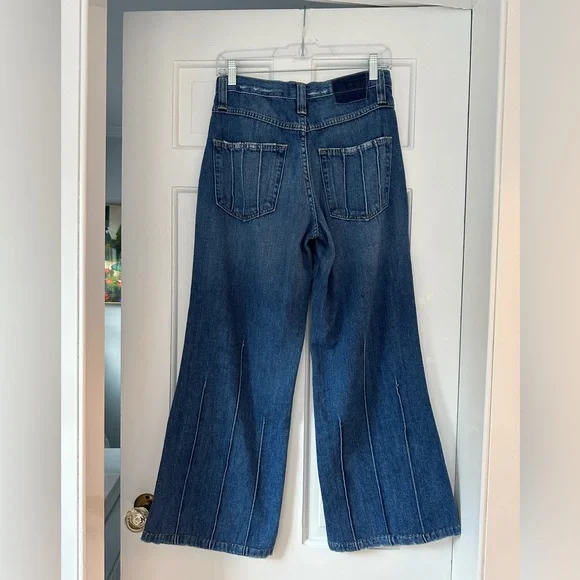 AMO Sara Trouser Dark Wash Wide Leg Striped in Delight Denim Jeans in Size 26 - Picture 10 of 16